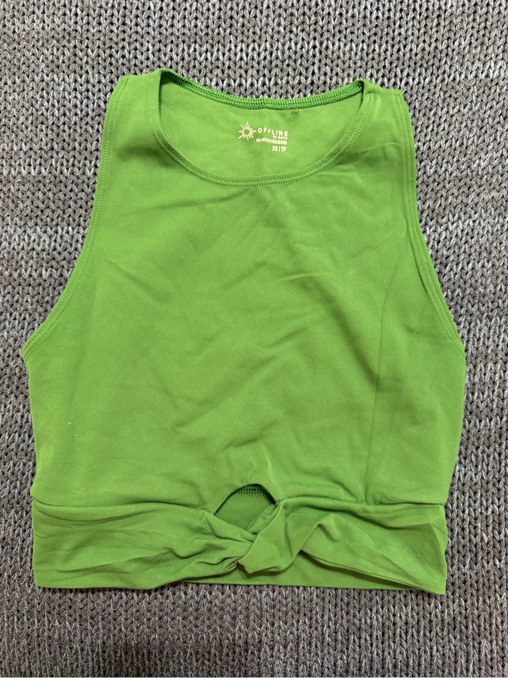 aerie Bright Green Knotted Crop Tank (never worn)